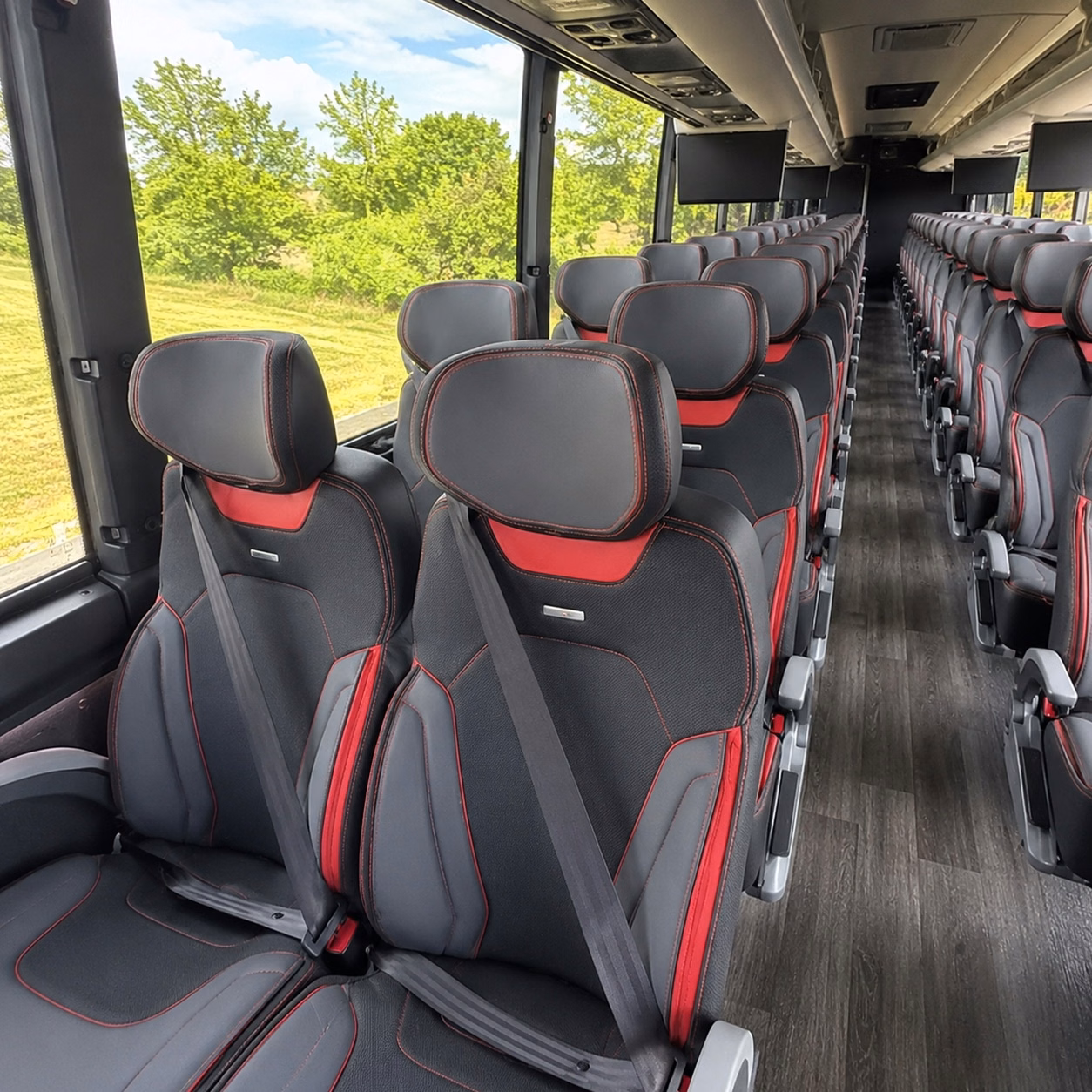 56 passenger charter bus inside